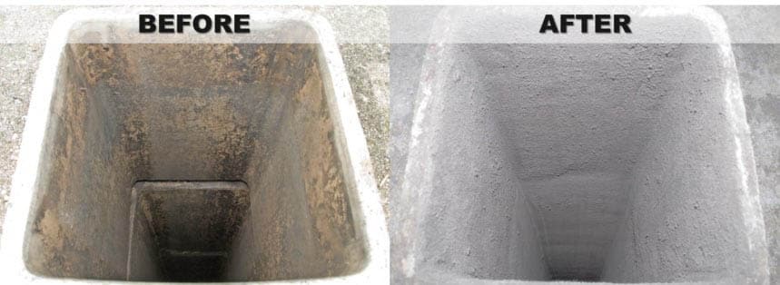 Before and after of chimneys using heatshield